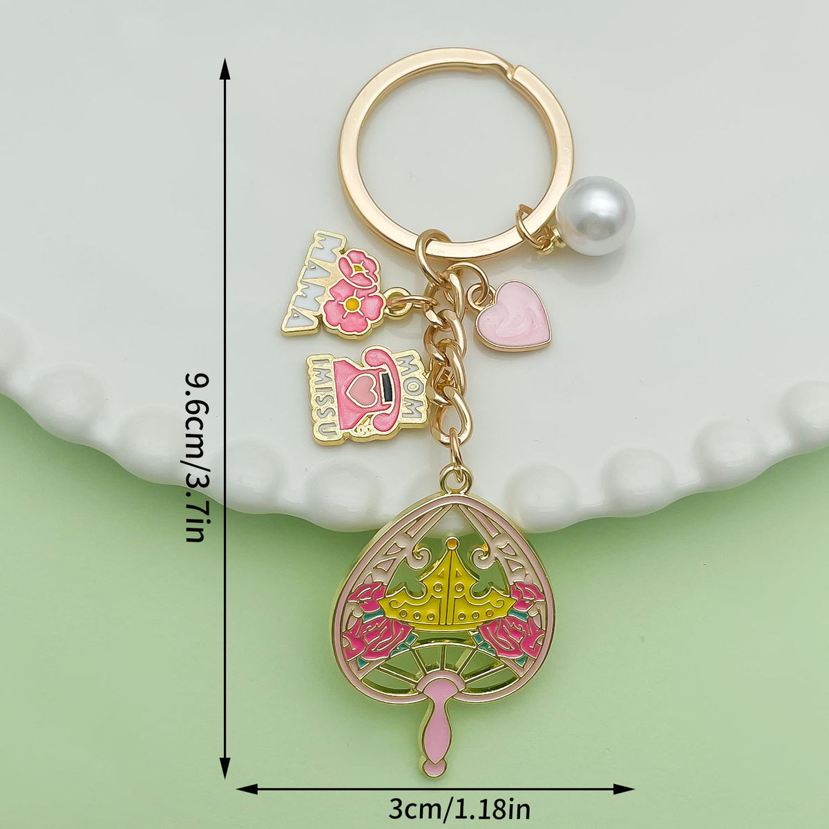 Enamel Flower And Butterfly Charm Keychain - Color_17