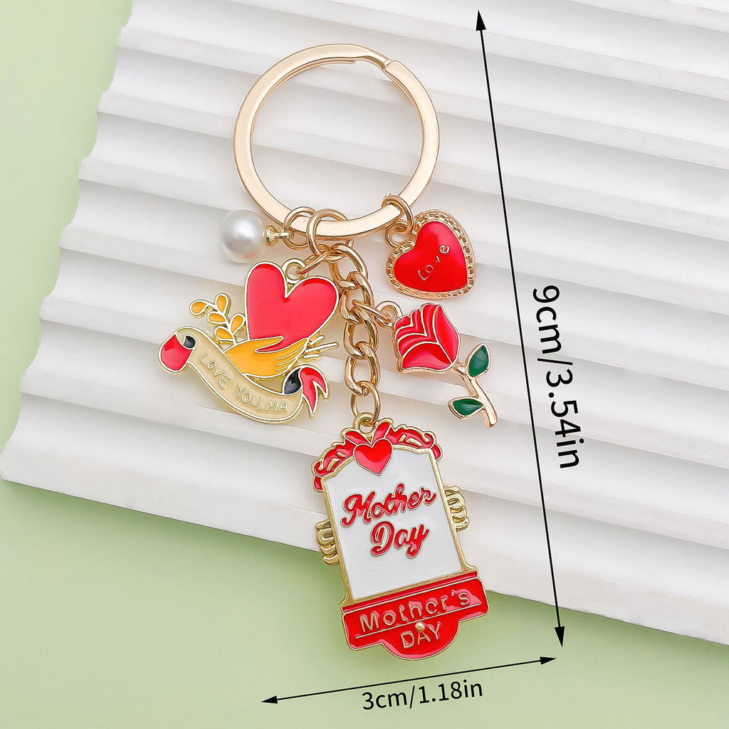 Enamel Flower And Butterfly Charm Keychain - Color_18