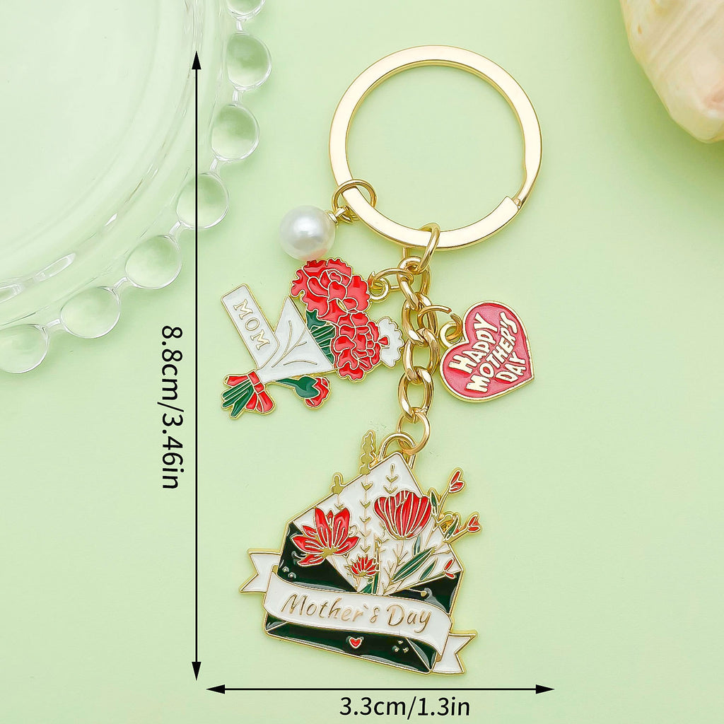 Enamel Flower And Butterfly Charm Keychain - Color_19