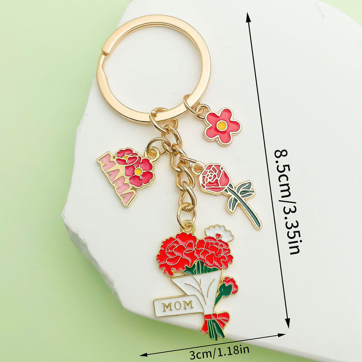 Enamel Flower And Butterfly Charm Keychain - Color_21