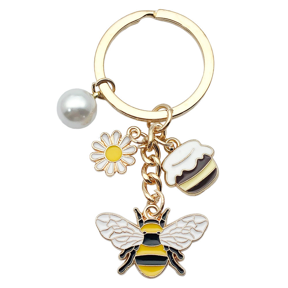 Enamel Flower And Butterfly Charm Keychain - Color_30