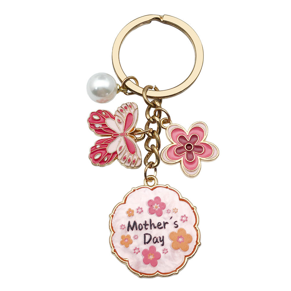Enamel Flower And Butterfly Charm Keychain - Color_4
