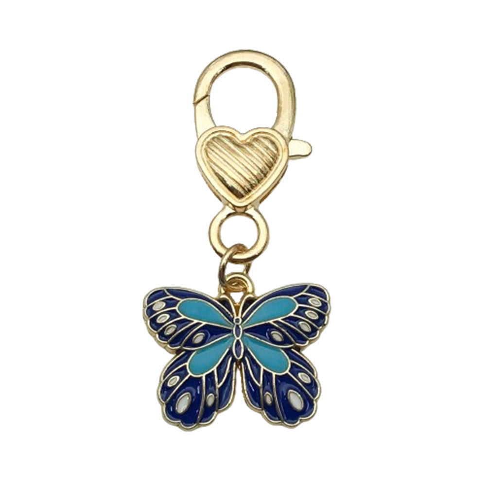 Enamel Flower And Butterfly Charm Keychain - Color_45