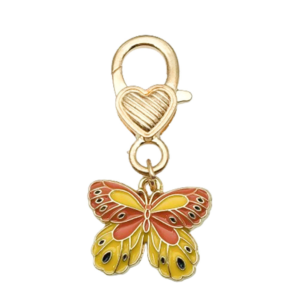 Enamel Flower And Butterfly Charm Keychain - Color_47