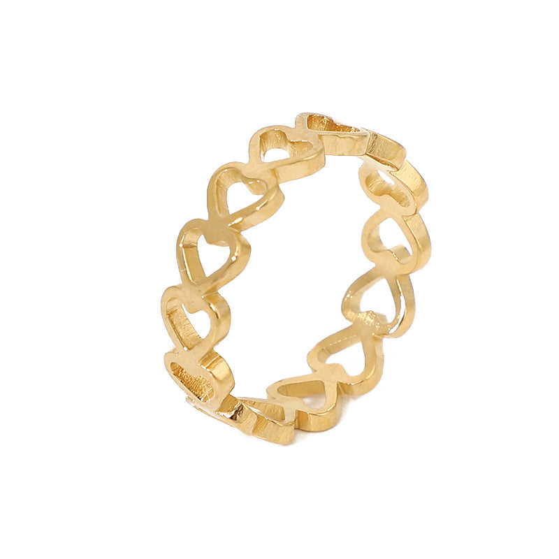 Open Heart Link Stacking Band Ring - Gold