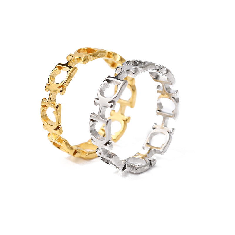 Open Heart Link Stacking Band Ring
