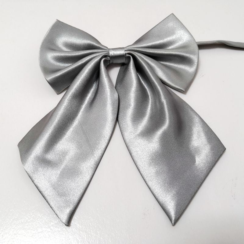Pre Tied Satin Butterfly Bow Tie - Silver