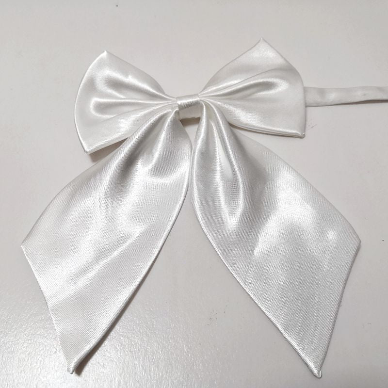 Pre Tied Satin Butterfly Bow Tie - White