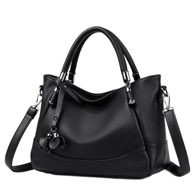 Pebbled Top Handle Satchel With Petal Charm