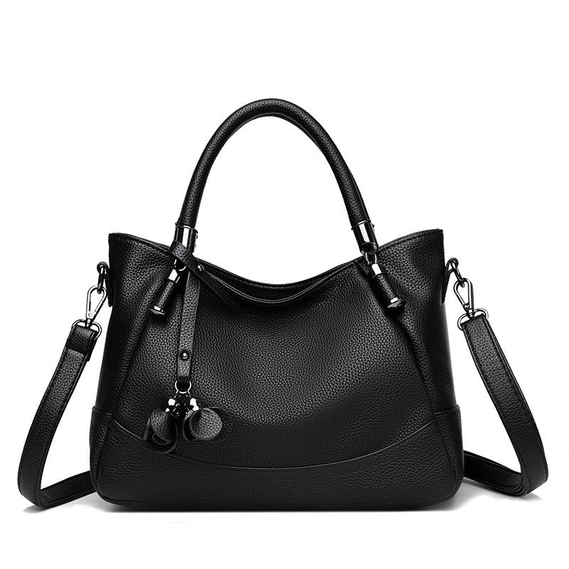 Pebbled Top Handle Satchel With Petal Charm