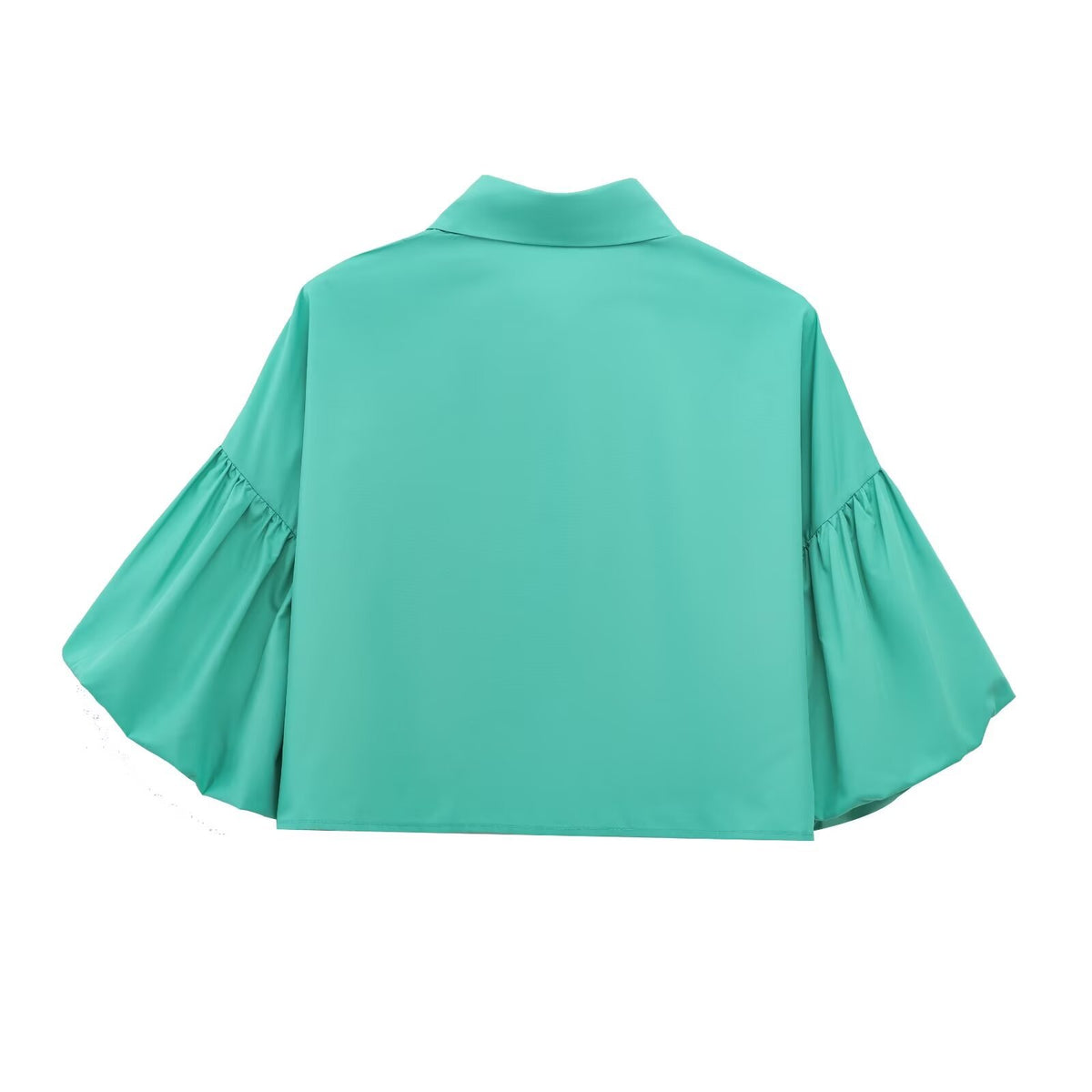 Wide Bell Sleeve Cropped Collared Shirt - view 1