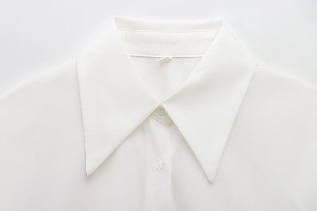 Wide Bell Sleeve Cropped Collared Shirt - view 3