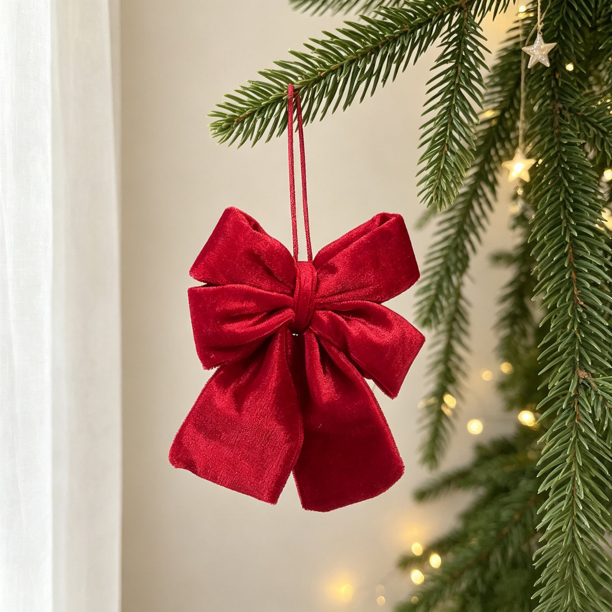 Mini Velvet Bow Tree Ornament in Three Styles - Red-3