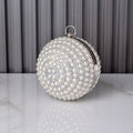 Pearl Beaded Round Ball Evening Clutch - White
