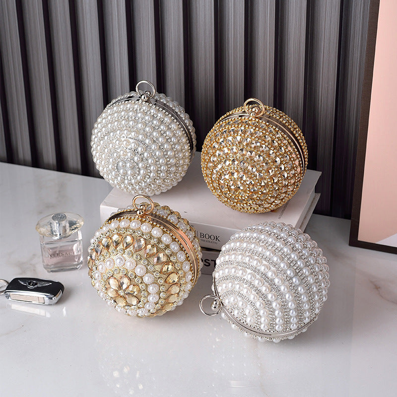 Pearl Beaded Round Ball Evening Clutch - view 1