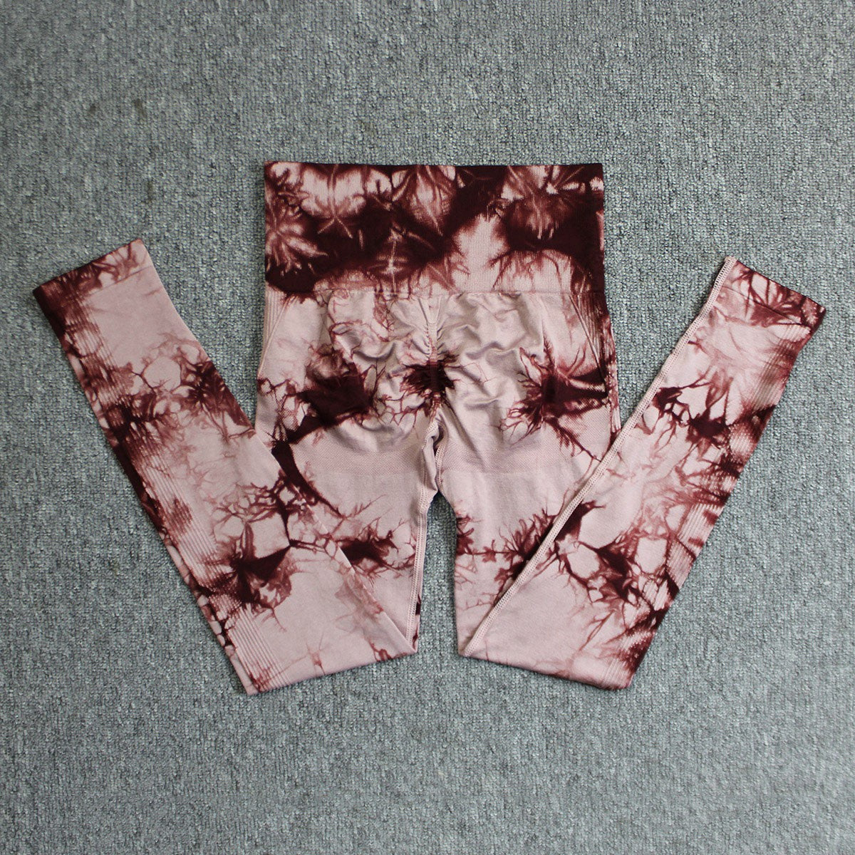 Tie-Dye Seamless Scrunch High Waist Workout Leggings - Light Peach