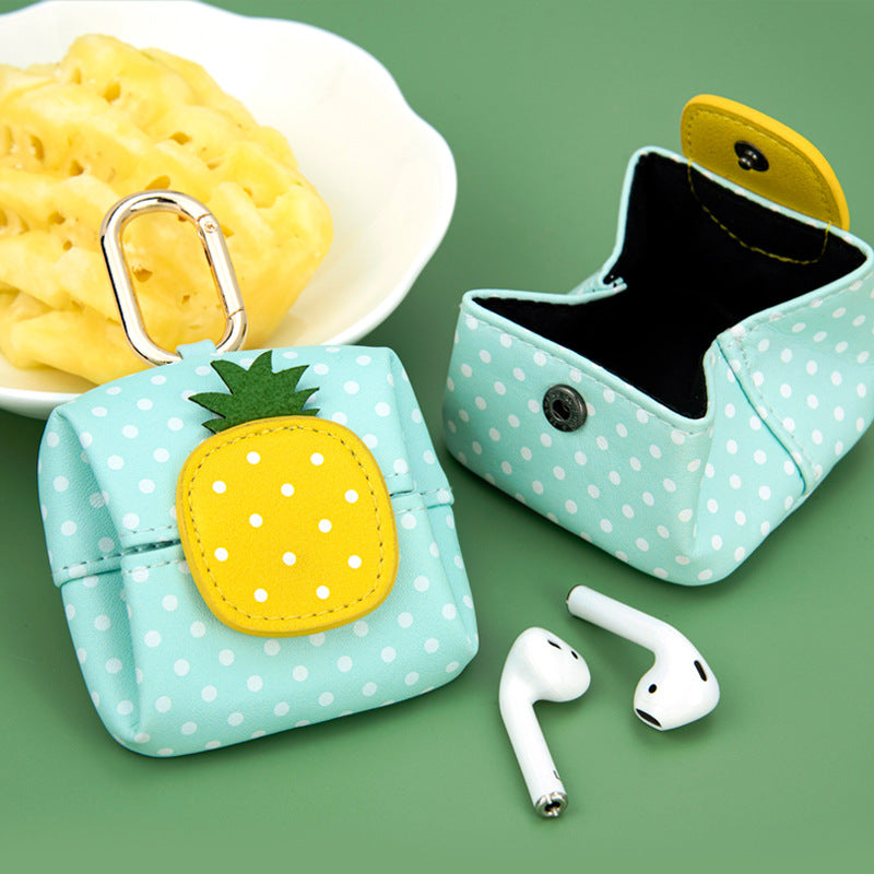 Fruit Motif Mini Earbud Pouch Keychain - Pineapple - 1