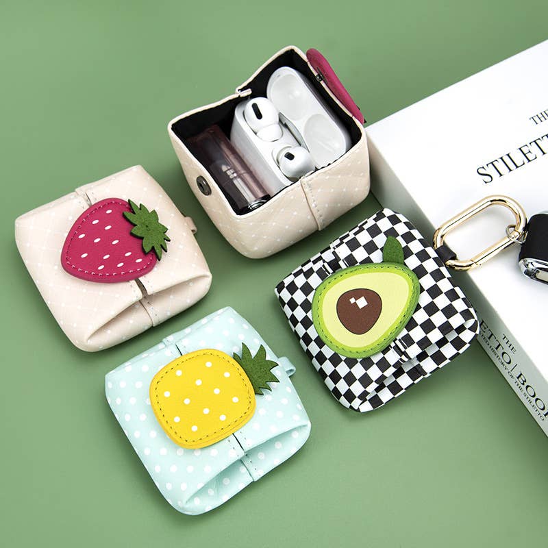 Fruit Motif Mini Earbud Pouch Keychain