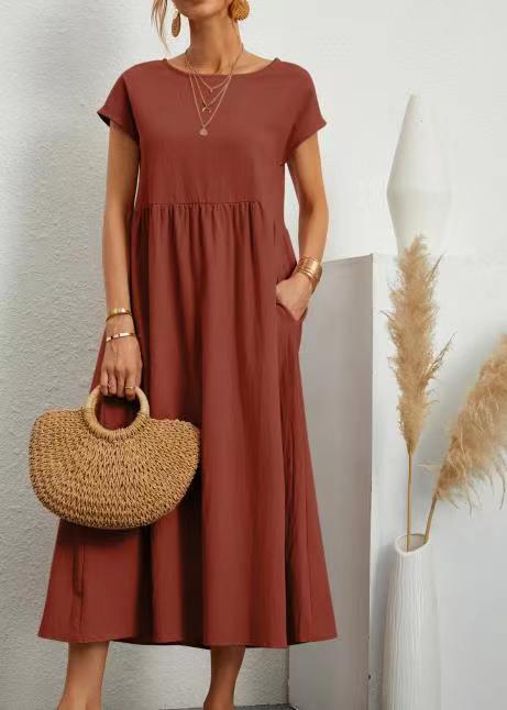 Cap Sleeve Maxi Dress With Deep Pockets - Orange