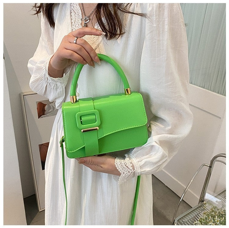 Buckle Flap Top Handle Bag with Crossbody Strap