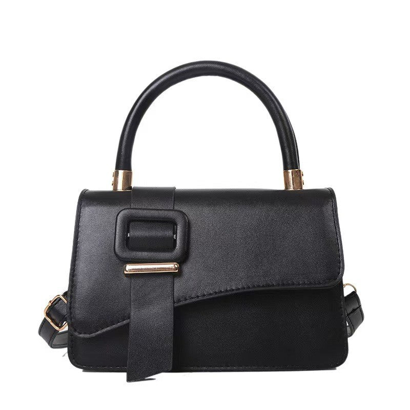 Buckle Flap Top Handle Bag with Crossbody Strap