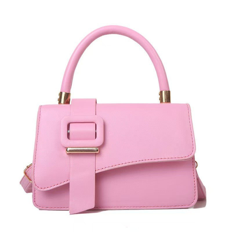 Buckle Flap Top Handle Bag with Crossbody Strap