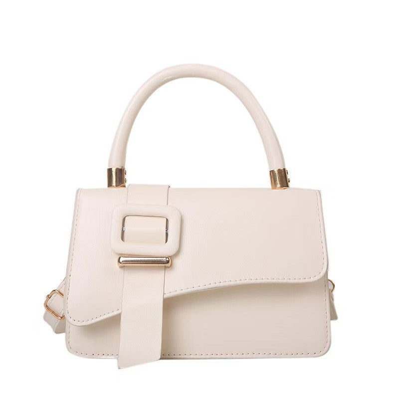 Buckle Flap Top Handle Bag with Crossbody Strap
