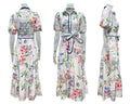 Floral Print Tiered Maxi Shirt Dress - White