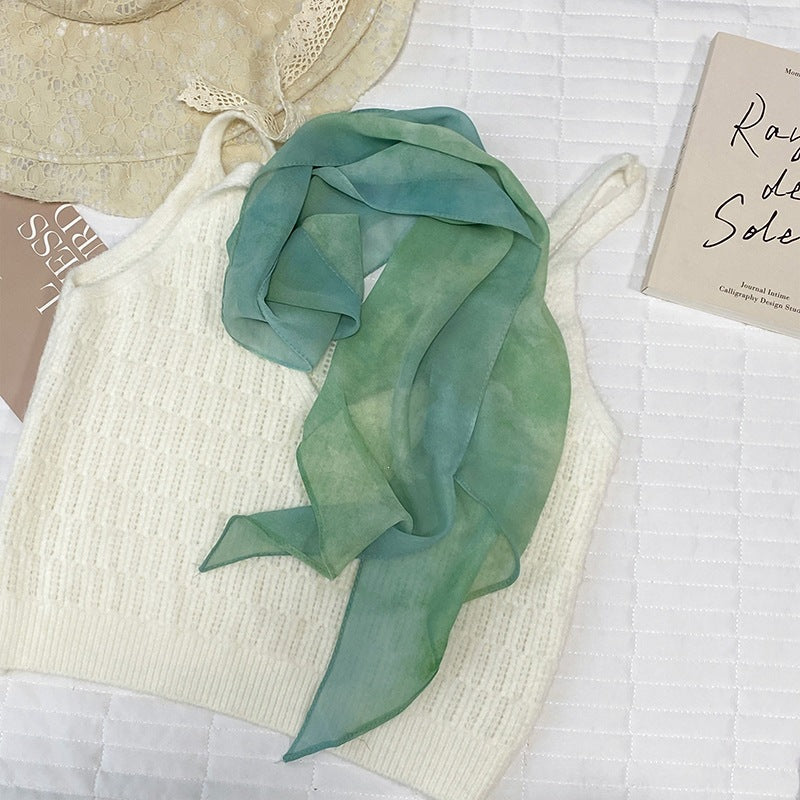 Skinny Vintage Print Scarf With Pointed Ends - C10