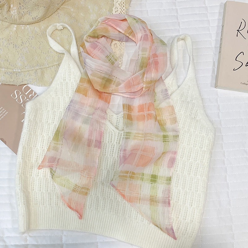 Skinny Vintage Print Scarf With Pointed Ends - C13