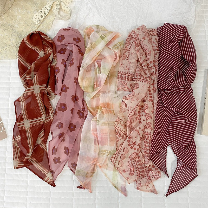 Skinny Vintage Print Scarf With Pointed Ends - view 1