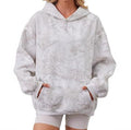 Oversized Tonal Print Fleece Hoodie - Apricot
