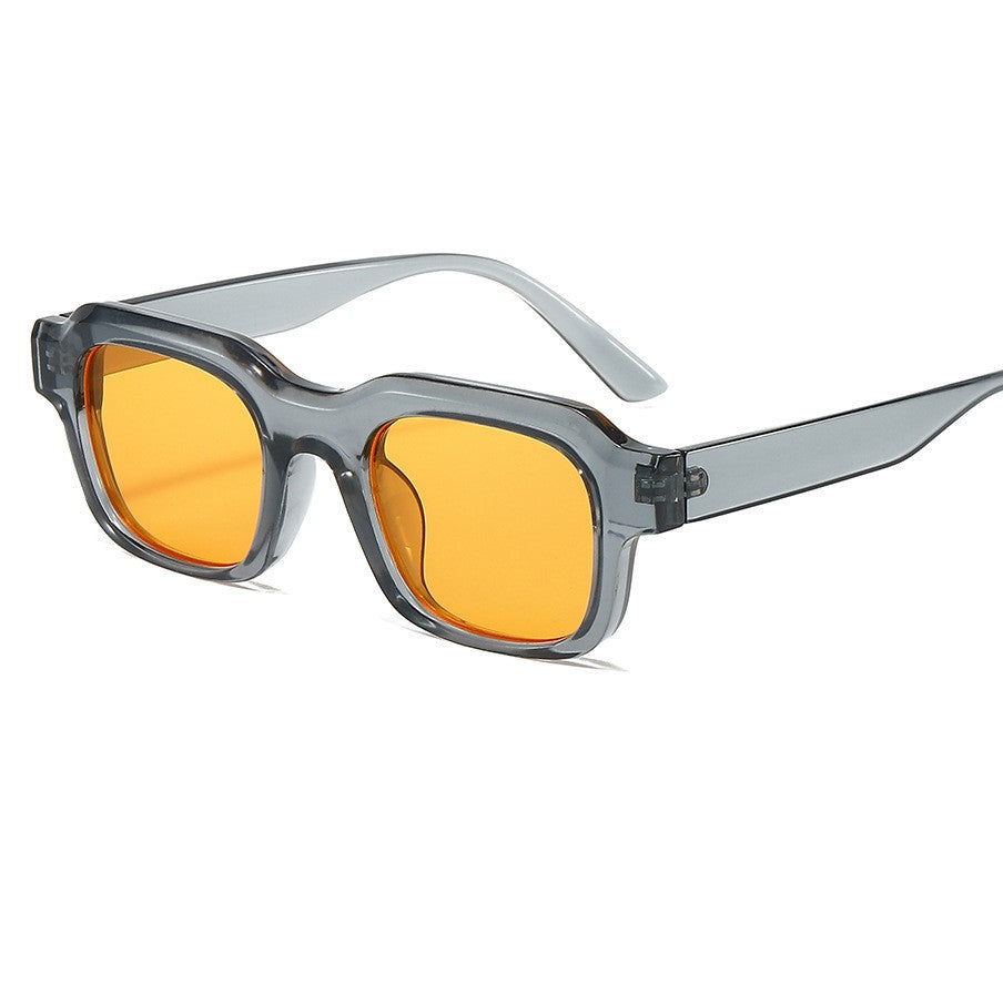 Bold Square Frame Sunglasses With Thick Temples - Yellow