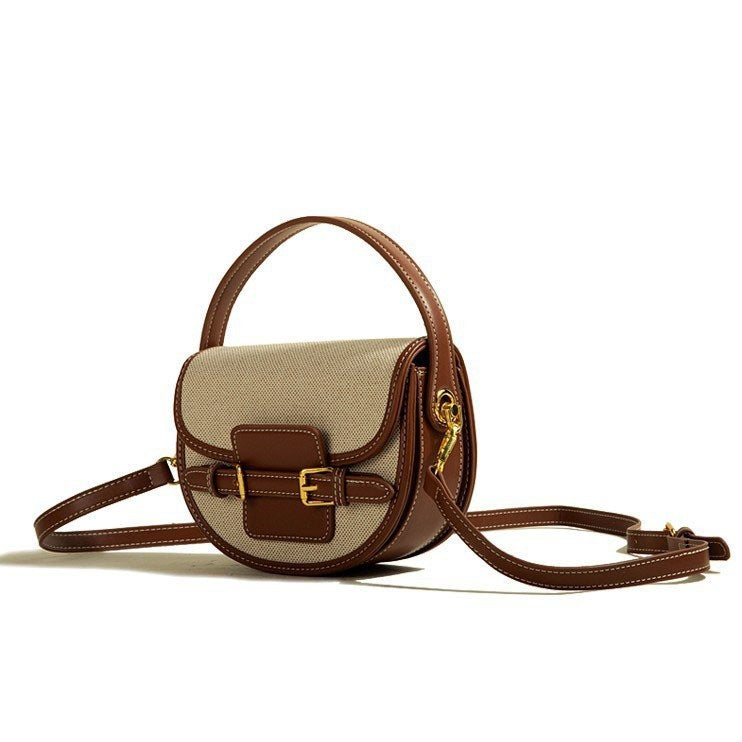 Two Tone Half Moon Saddle Crossbody Bag
