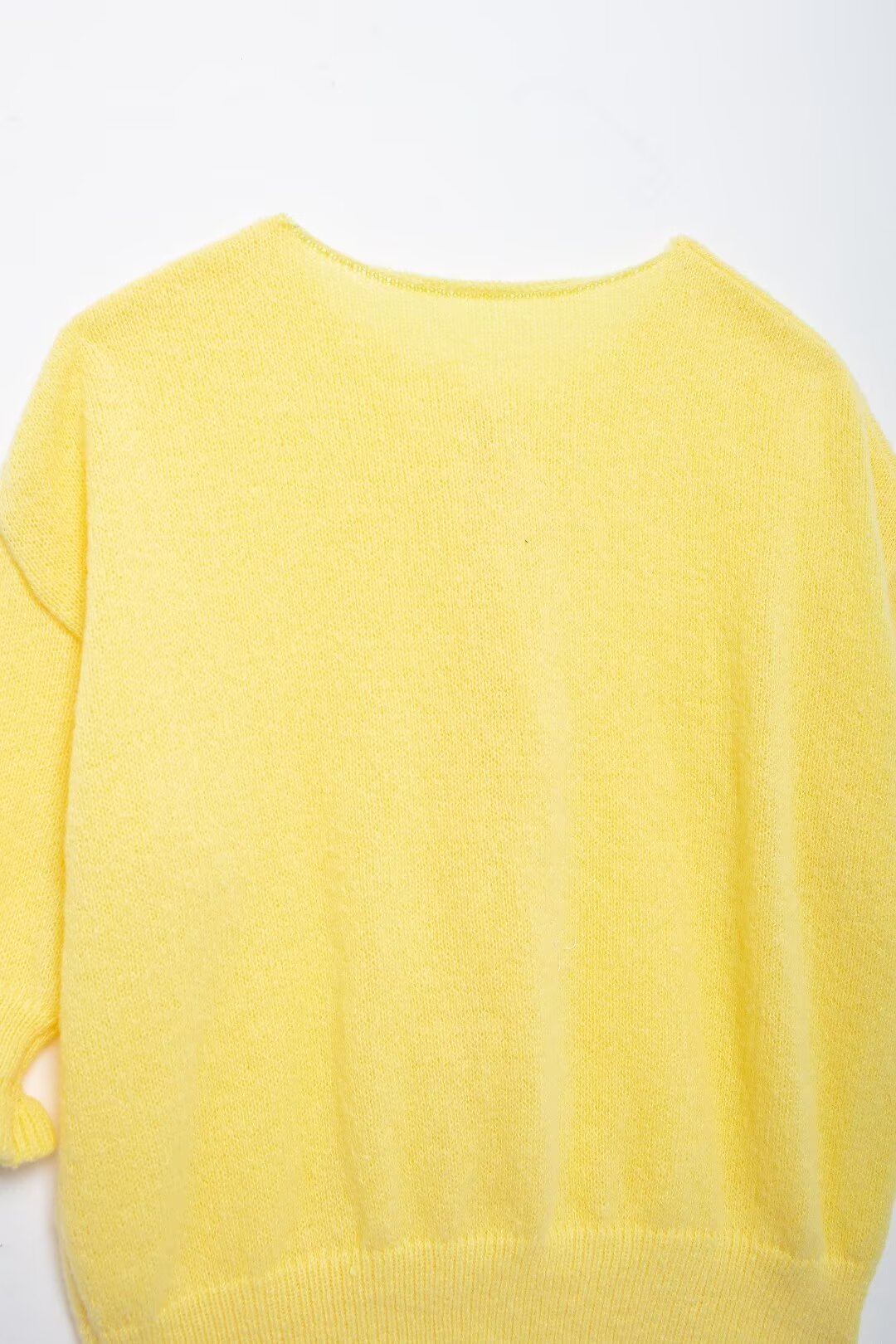 Bow Tie Front Ruffle Cuff Knit Cardigan - Yellow - 5