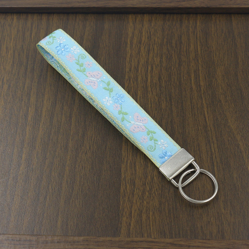 Ditsy Floral Ribbon Keychain Wristlet - NO-2