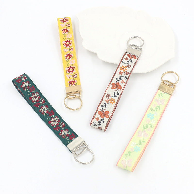 Ditsy Floral Ribbon Keychain Wristlet - NO-7