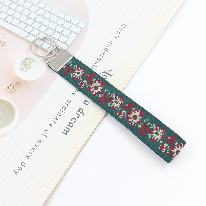 Ditsy Floral Ribbon Keychain Wristlet - NO-7 - 1