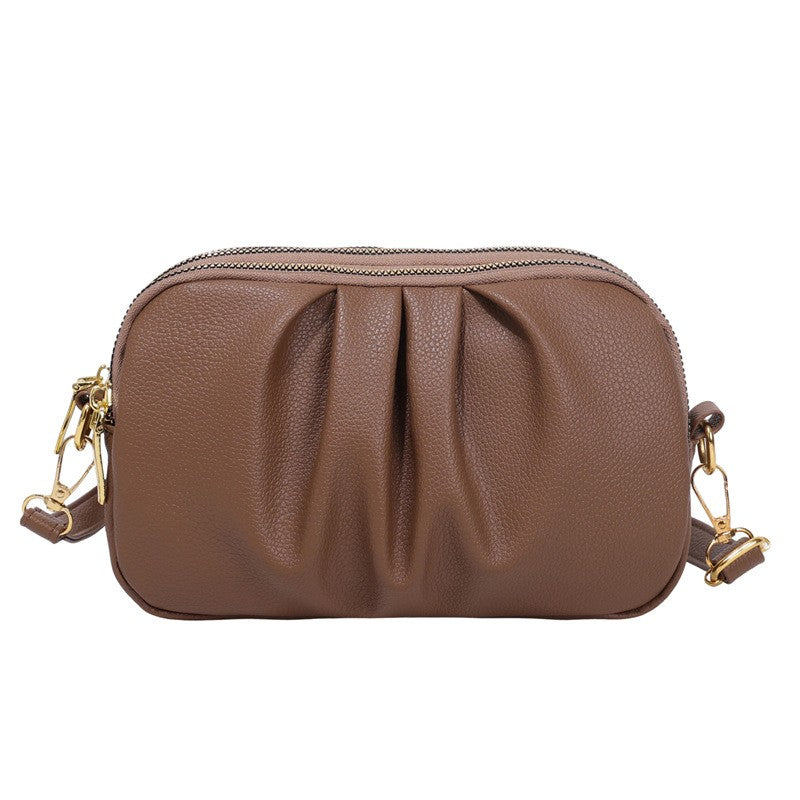 Ruched Mini Crossbody Camera Bag - Taupe