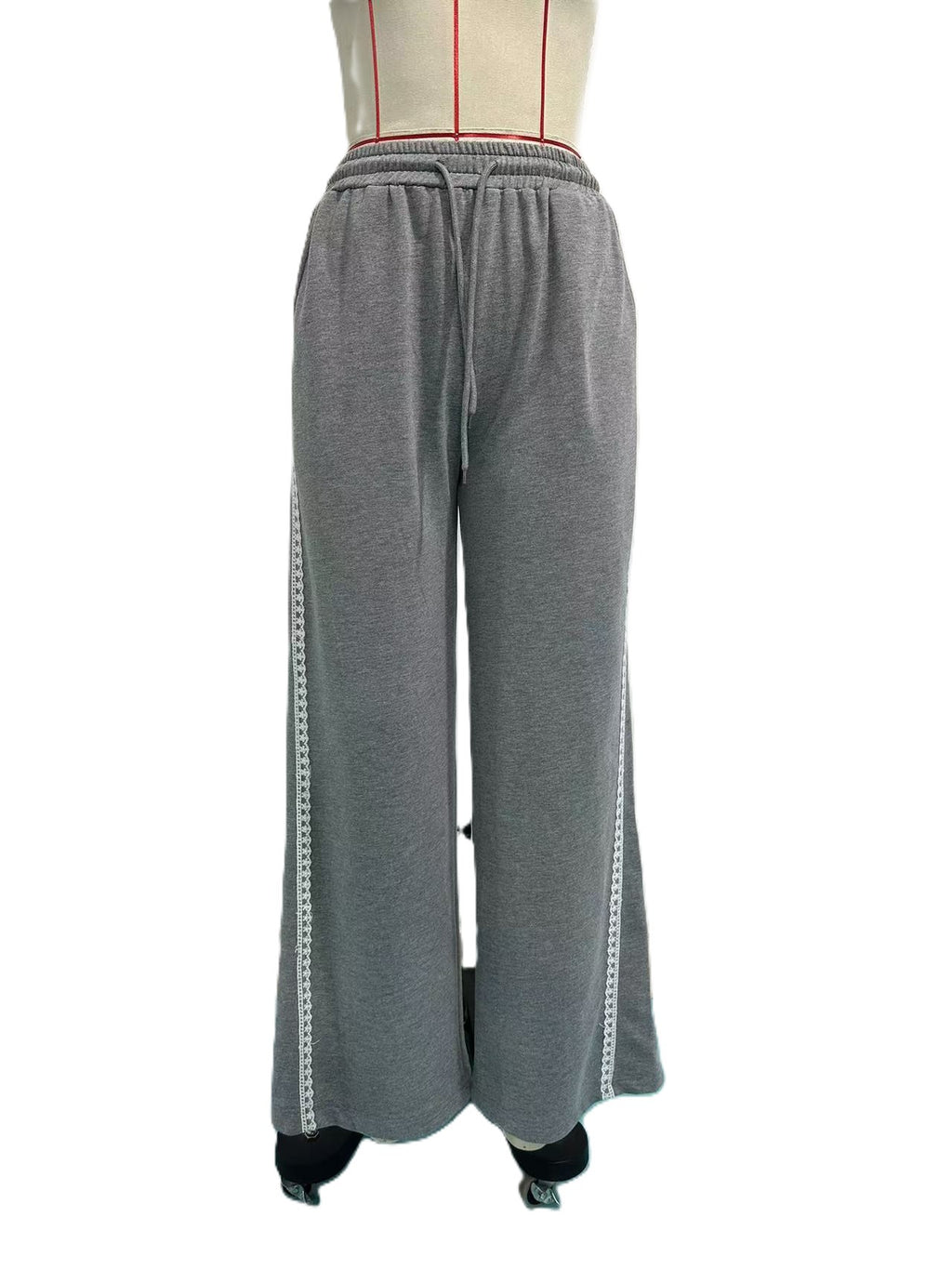Side Stripe Wide Leg Lounge Sweatpants - DarkGrey