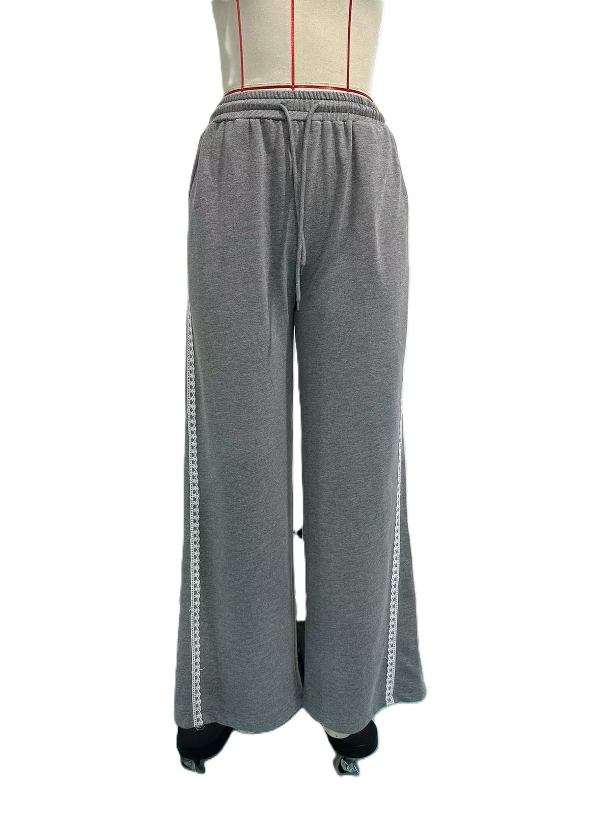 Side Stripe Wide Leg Lounge Sweatpants - DarkGrey