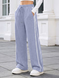 Side Stripe Wide Leg Lounge Sweatpants - Grey