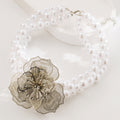 Pearl Strand Mesh Camellia Jewelry Set - S-Necklace