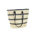 Striped Straw Beach Shoulder Bag - Beige