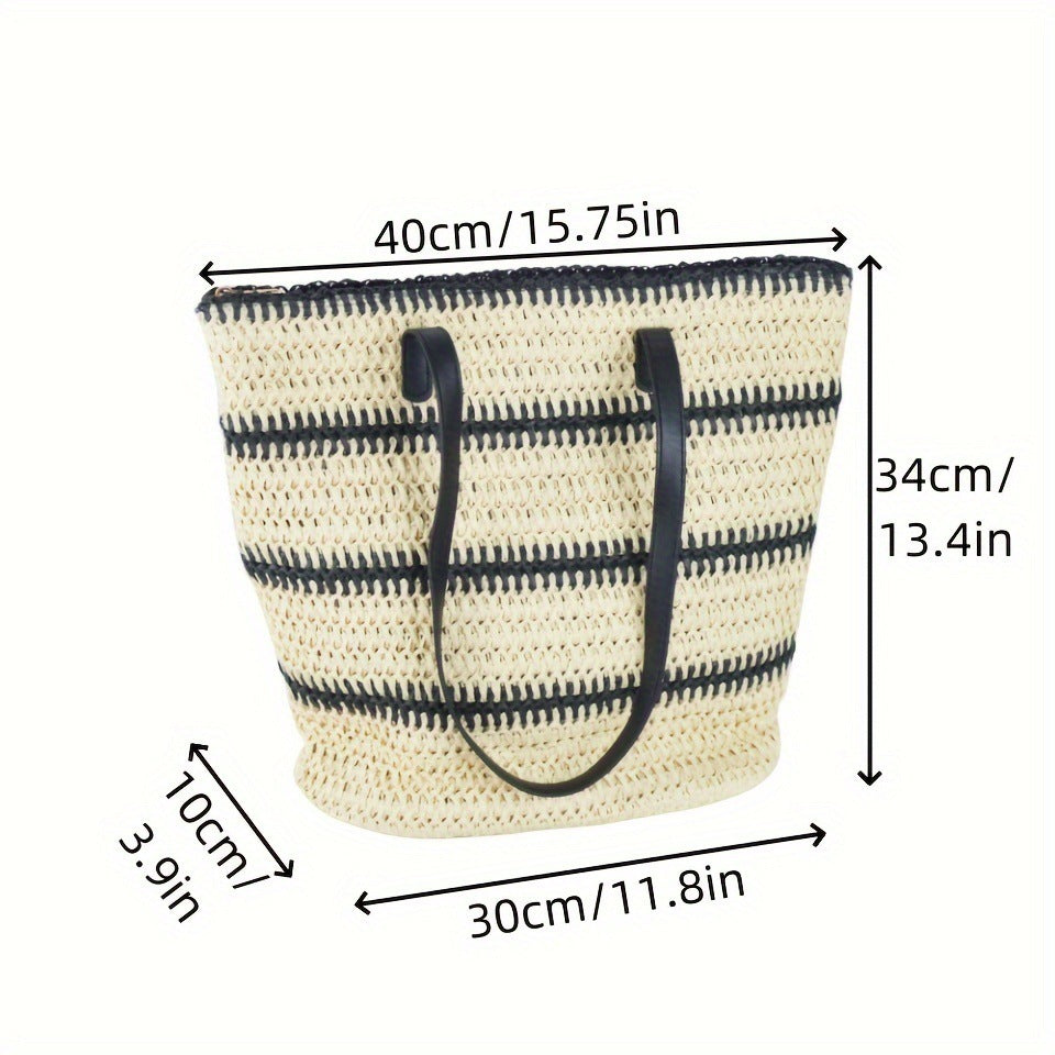 Striped Straw Beach Shoulder Bag - view 1