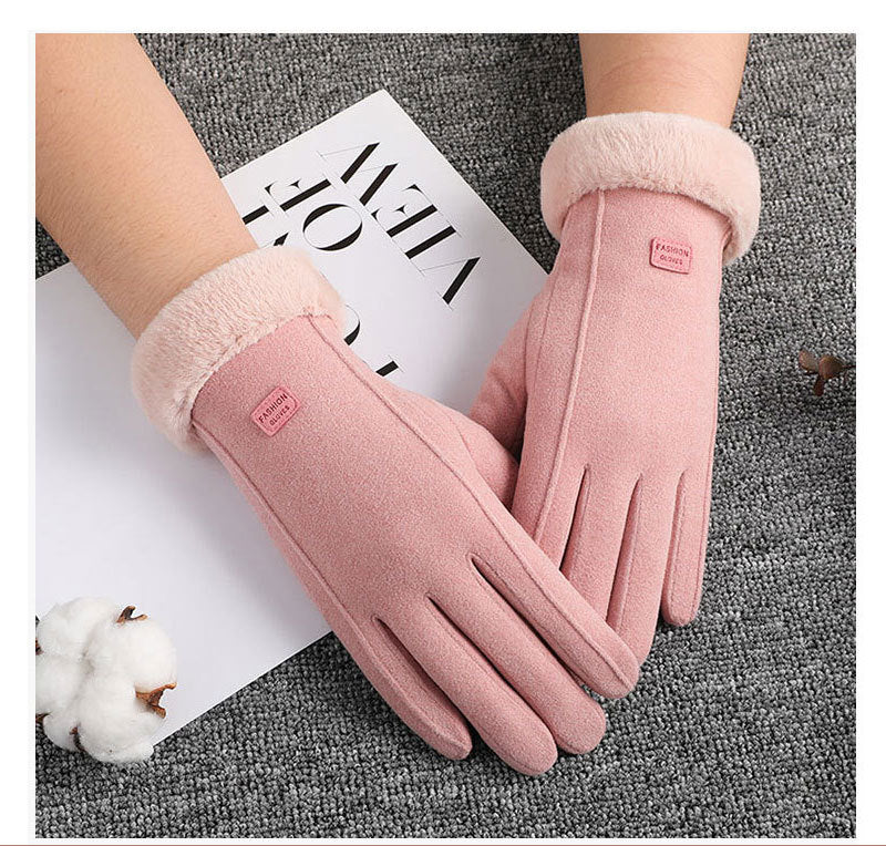 Faux Fur Cuff Touchscreen Winter Gloves