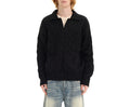Cable Knit Open Collar Pullover Sweater - Black