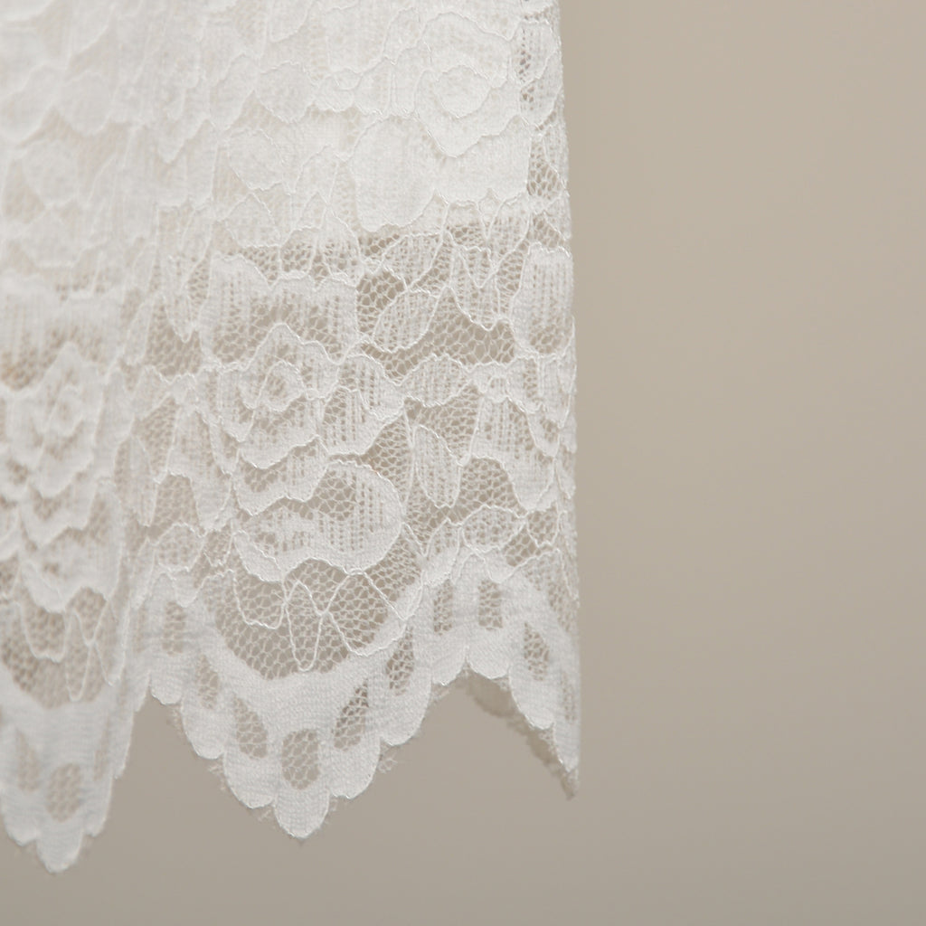 Floral Lace Scalloped Hem Skirt - White_S - 2