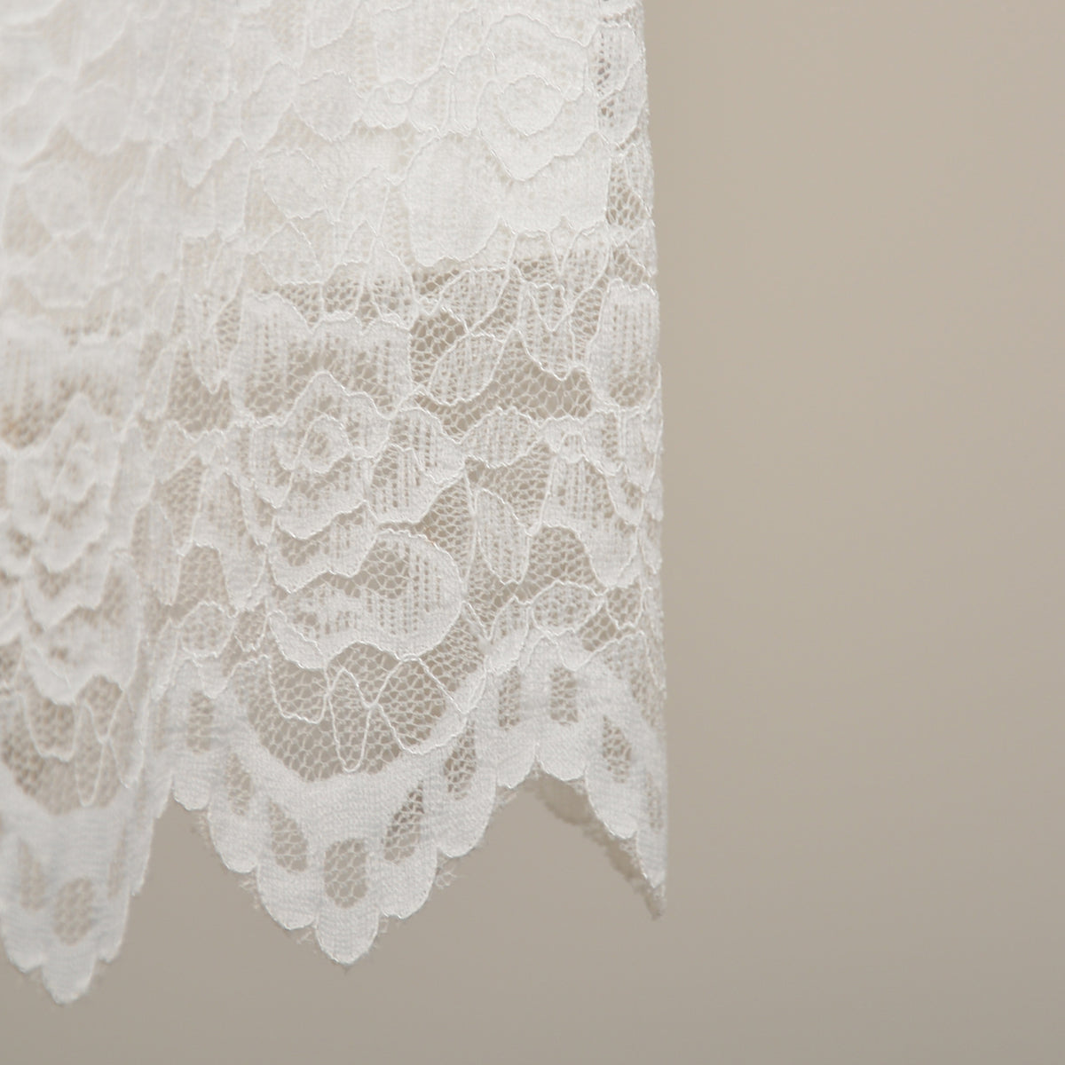 Floral Lace Scalloped Hem Skirt - White_S - 2