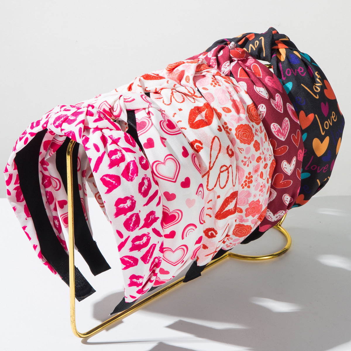 Heart Print Knotted Wide Headband